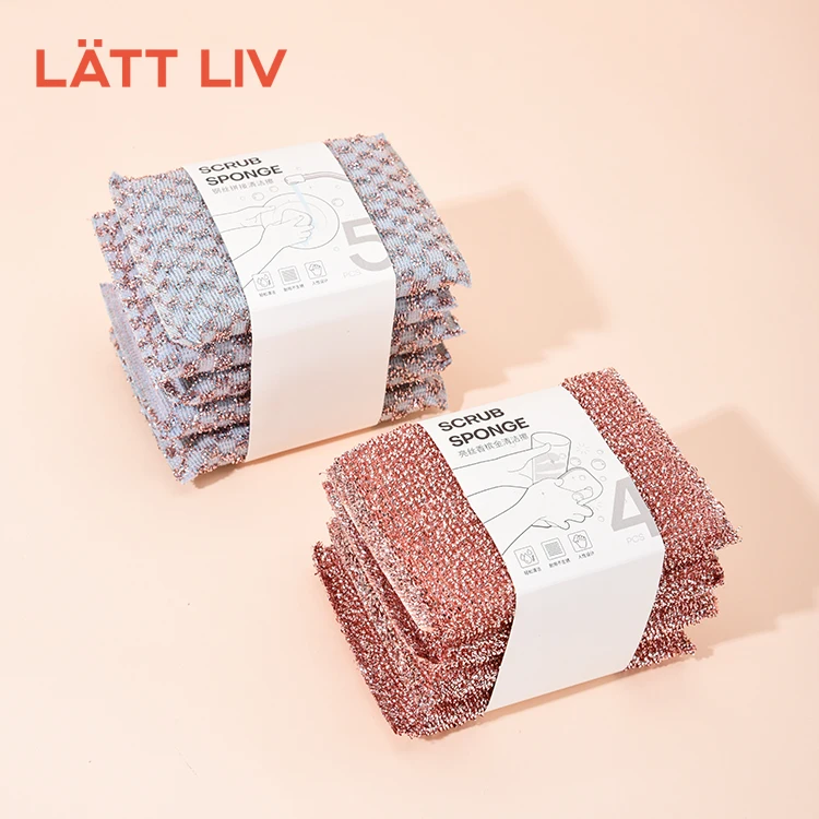 Высококачественные чистящие губки из микрофибры LATTLIV, 5 шт., мочалки, многоразовые губки для мытья посуды