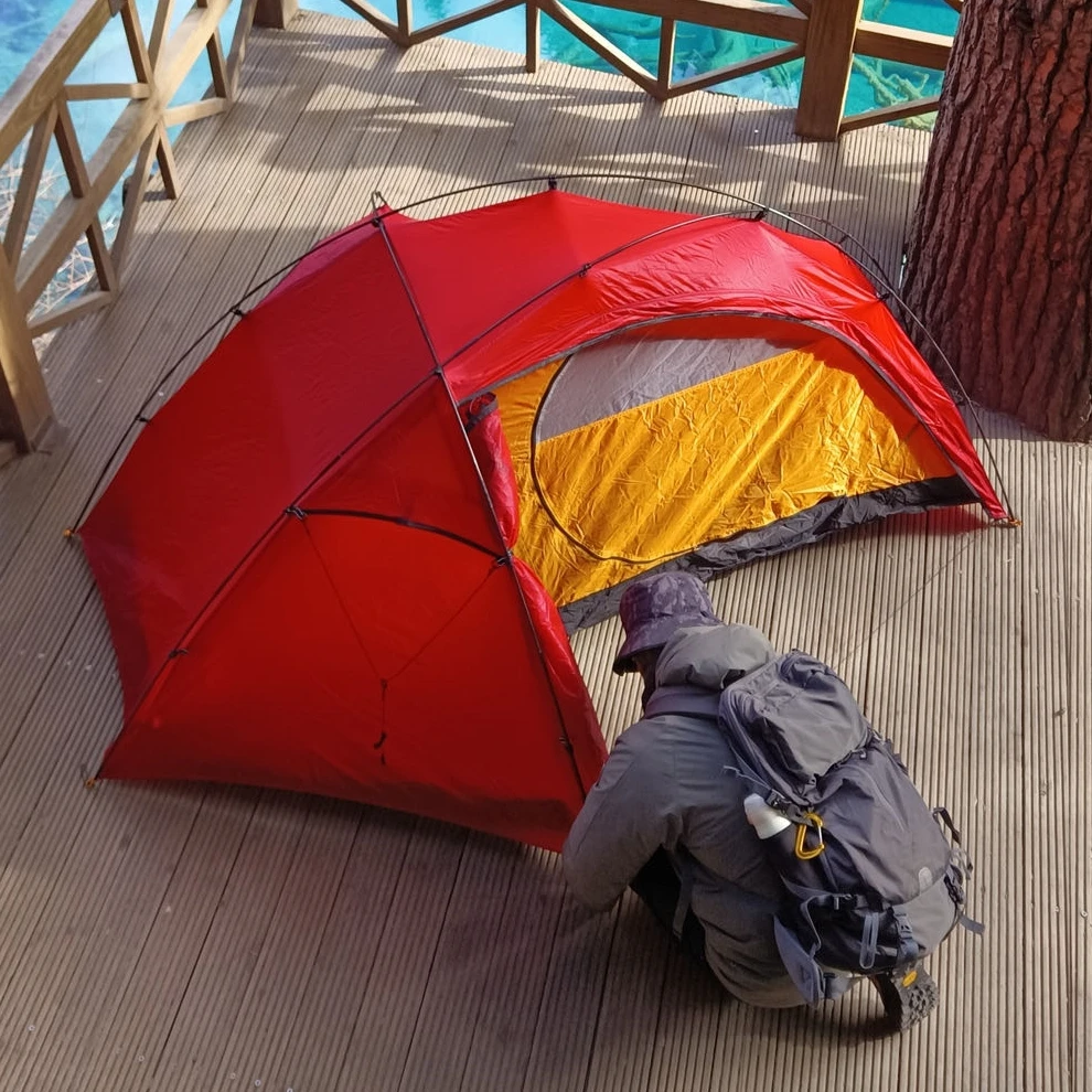 1.25KG 1 Person Ultralight Aluminium Pole Backpacking Tent 15D Nylon 2 side Silicone Coated Ripstop Waterproof Camping