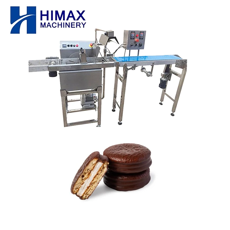 CE small auto chocolate tempering coating enrobing machine for cake candy bar fruit biscuits