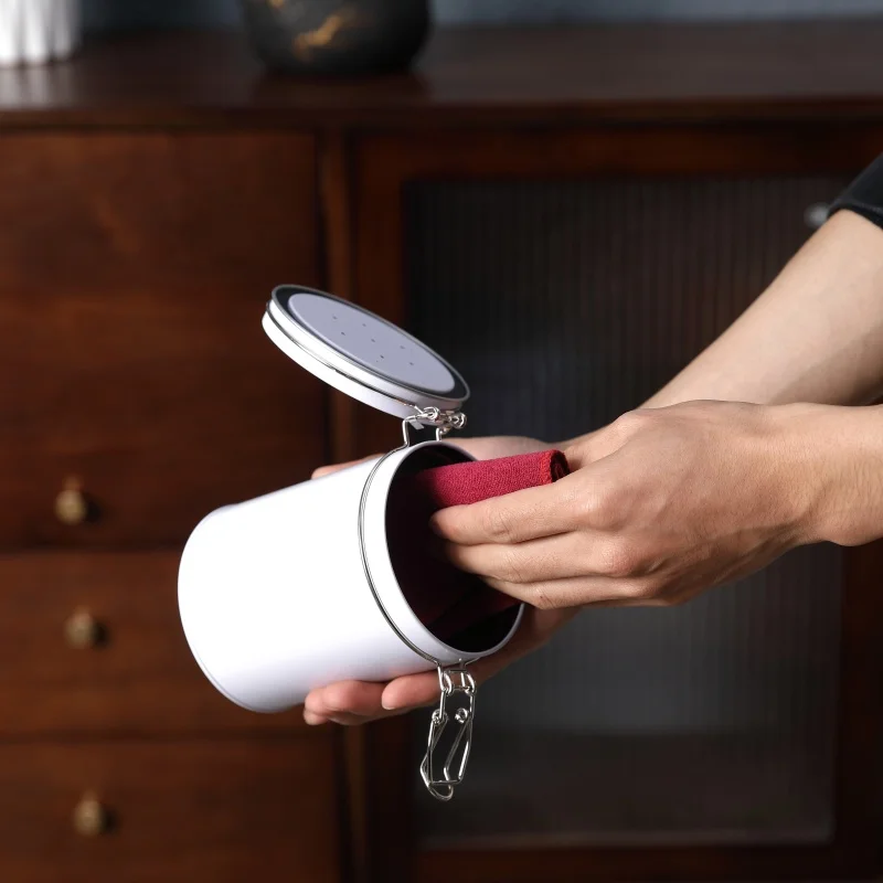 Wholesale Printing Design food grade airtight round  can with iron buckle coffee tin can tea metal tins container with lid