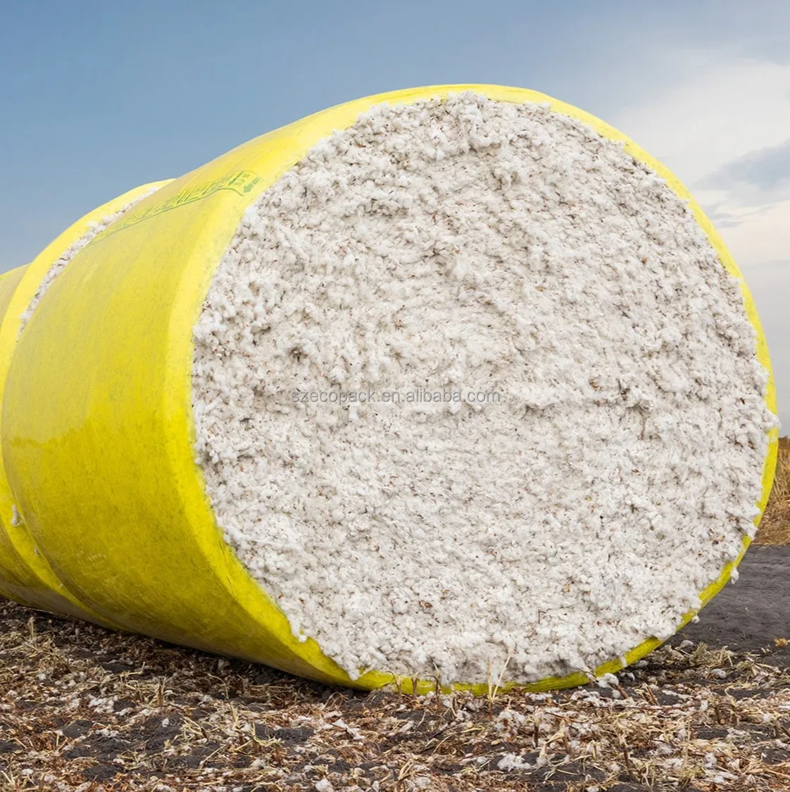 yellow color high quality cotton bale wrap packaging film roll