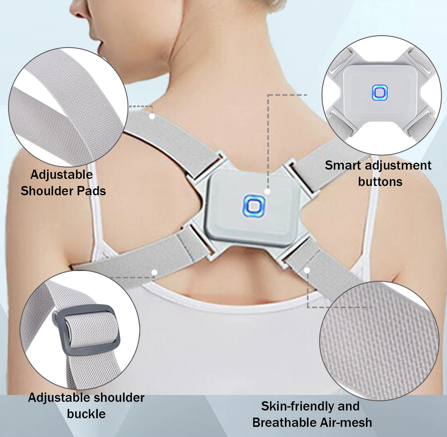 Comfortable Intelligent Electronic Back Clavicle Sensor Vibration Adjustable Shoulder Straightener Smart Posture Corrector