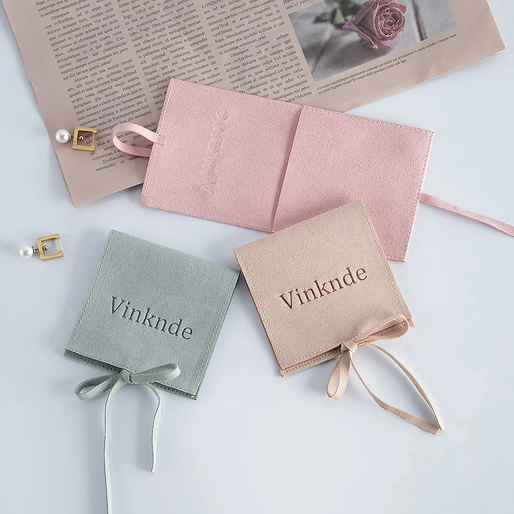 Wholesale Microfiber Jewelry Pouch Peacock Blue Velvet Necklace Bracelet Jewelry Bag and Insert Pad with logo Custom