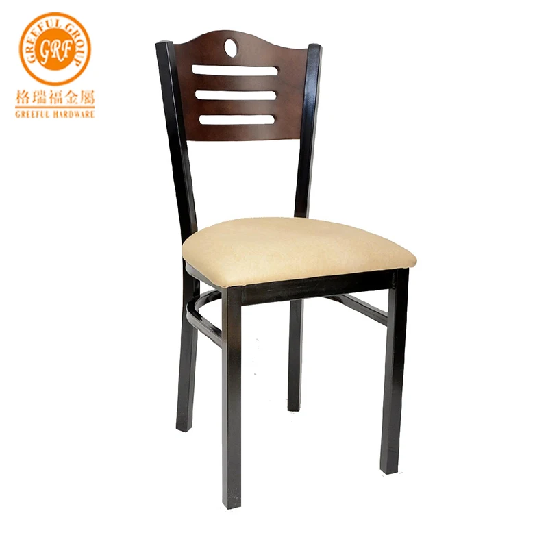Metal Chair With Wood Back leather Seat In Restaurant metal chair in dinning room iron chair for kitchen