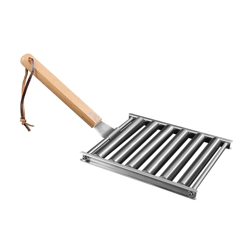 Stainless Steel 304 Sausage Roller Rack BBQ Grills Rolling Grilling Rock