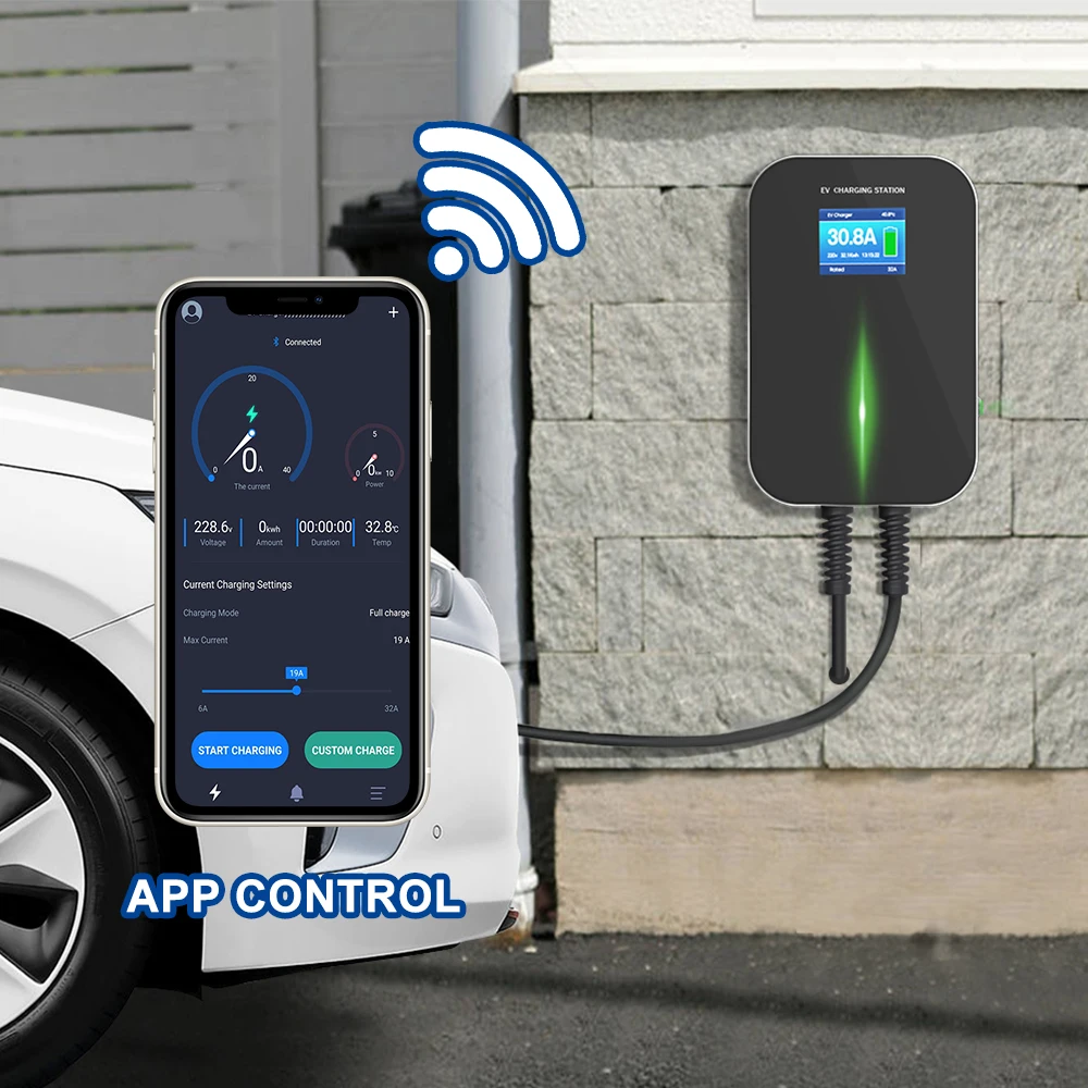 BESEN 11kw 3 фазы приложение EVSE Wallbox паяльная станция с кабель для зарядки электромобиля