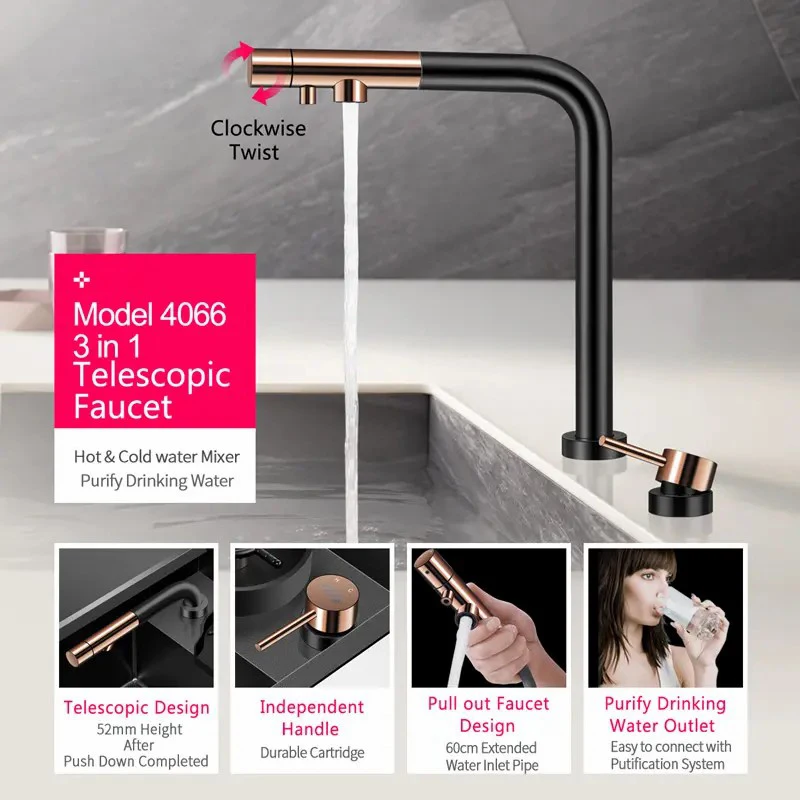 New Techology Model Stainless steel Kitchen Sink Nano Black Hidden Hydro Purification Multi Function Smart Kitchen Handmade Sink