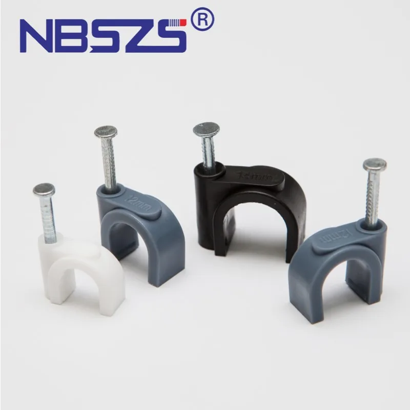 Plastic PE nail adjustable nylon cable fixing clip holder wire fixed clips circle cable clips