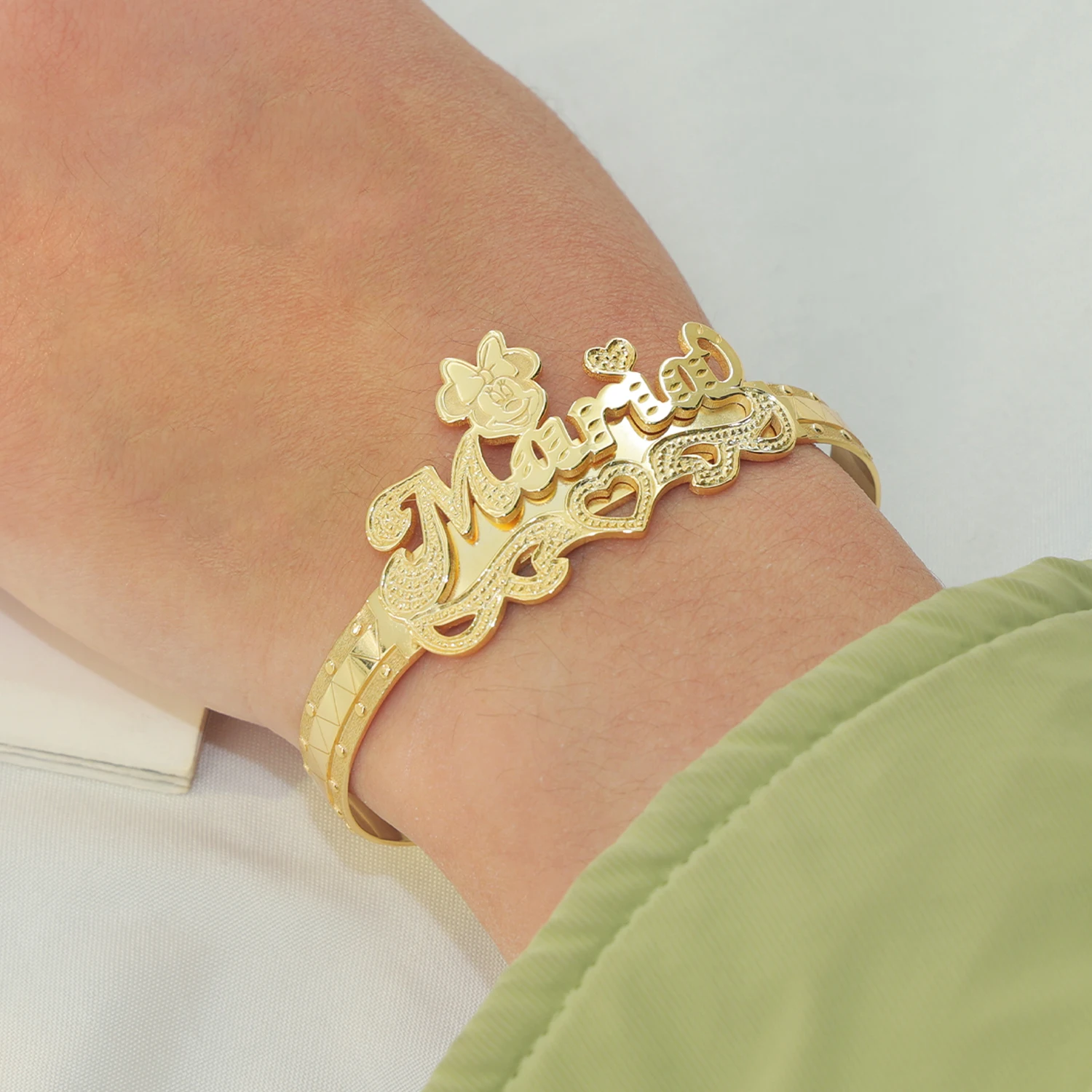 Luxury Women kids custom jewelry  18k Gold Bangles Personalize Letter Cartoon Bangle Adjustable Cuff Bracelets Fashion Jewelry