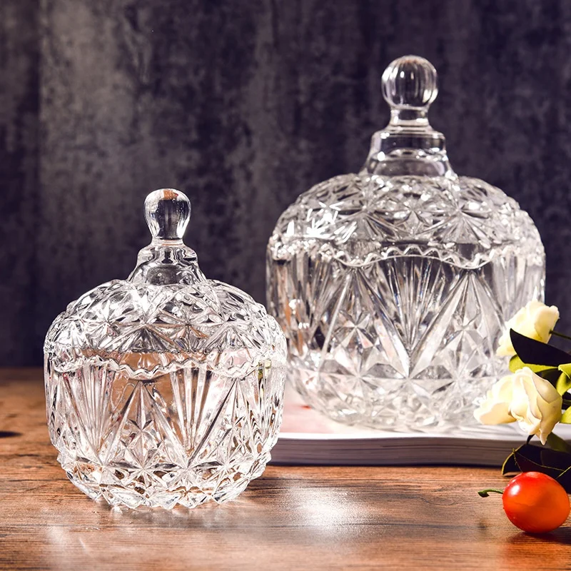 16 oz glass jars with lids empty glass geo cut candle jars holder lantern candle glass container