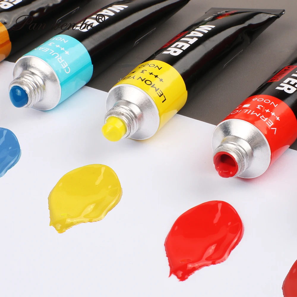 Panwenbo Wholesale Colors Cheap Watercolor Paint Set 12ml Artist Watercolor Paint Tube12 Kids Watercolor Paint