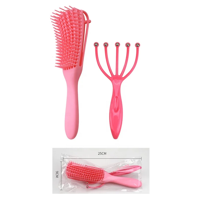 HEYAMO Hot Sale Fashion High Quality 2Pcs Hair Comb Set Eight Rows Octopus Detangling Hair Scalp Massager Hair Brush Set