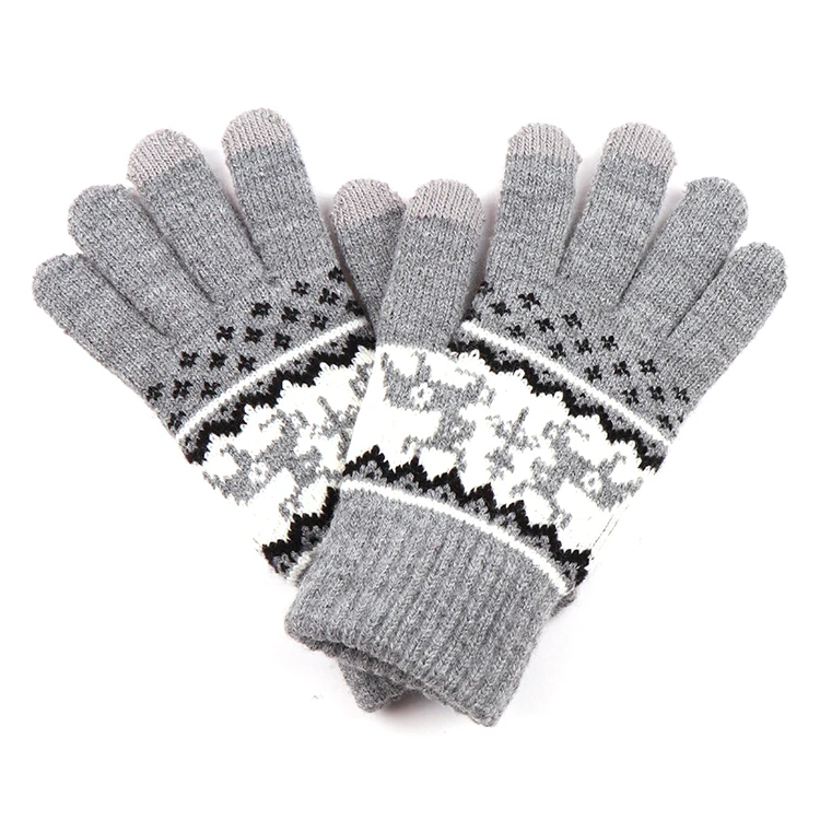  Knitted Acrylic Touch-screen Gloves Winter glove with Jacquard logo for Adults outdoor Use Touch