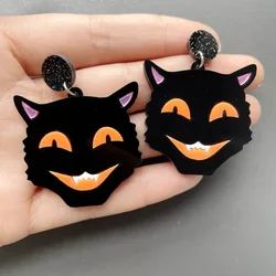 Halloween Black Ghost Doll Mr. Skeleton Mouth Pumpkin Lips Tongue Stud Earrings