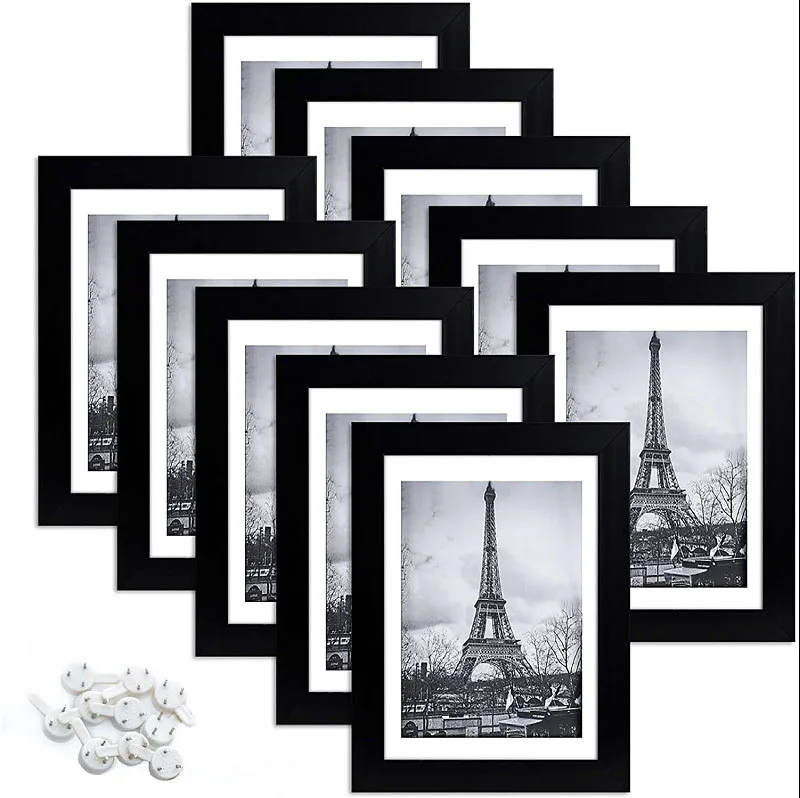 11x14 Picture Frame Set of 5 Display Pictures 8x10 with Mat or 11x14 Without Mat Wall Gallery Photo Frames
