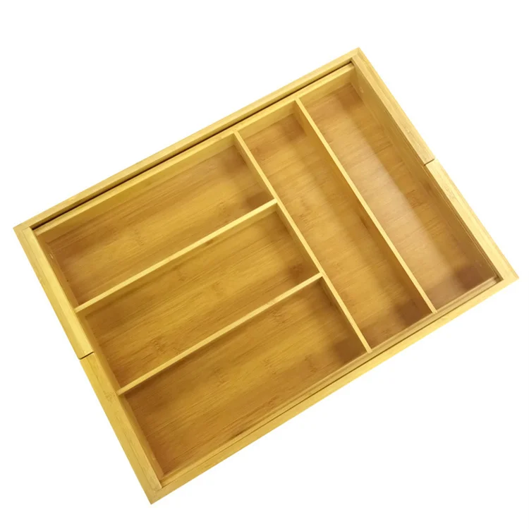 Multi-functional Bamboo Pastoral Kitchen Knife Box Kitchen Drawer Organizer Silverware Drawer Organizer