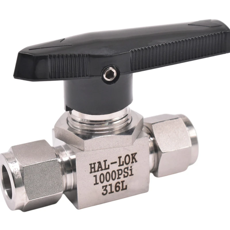 316 Stainless Steel One Piece Instrumentation 2 Way Ball Valve Double Ferrules Compression Valve