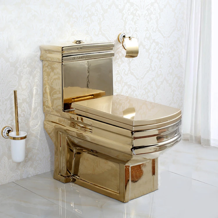 KD-10GPB Set Fashionable Golden Sanitary Ware Ceramic Floor Mounted Toilet Prices Gold Color Plated Bathroom Suite with Basin