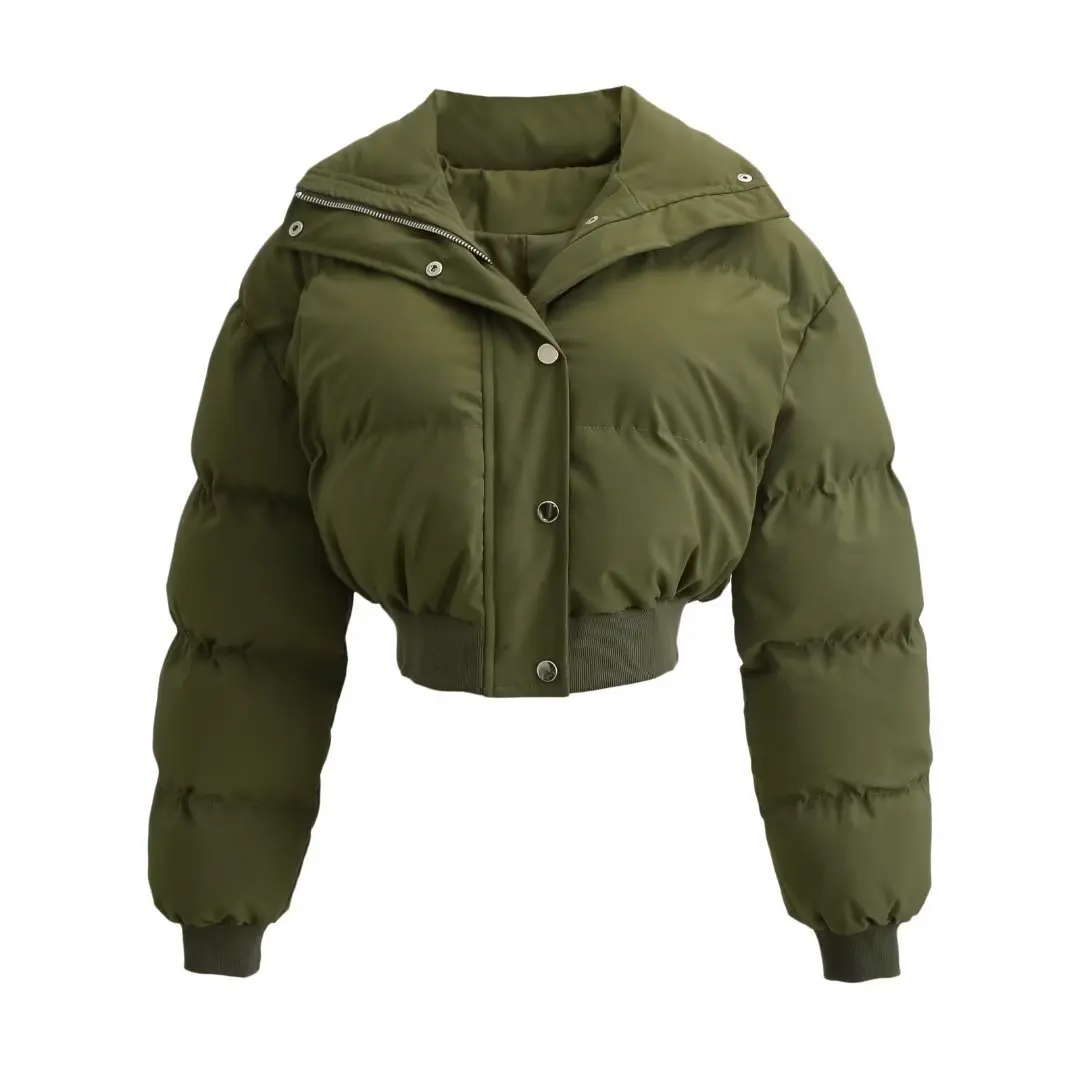 Wholesale Custom Logo Luxury Plain Fashion Thick Cropped Down Coats Plus Size Long Sleeve Zip Sexy Hot Girl Light Puffer Jacket