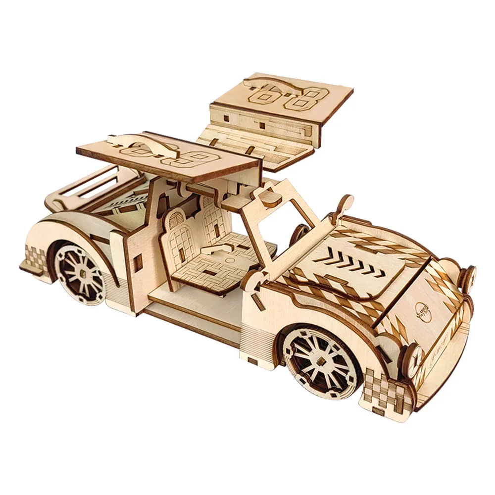 CHCC Sports Car Intelligent Kit Assembly Educational Toys Wooden 3D Puzzle