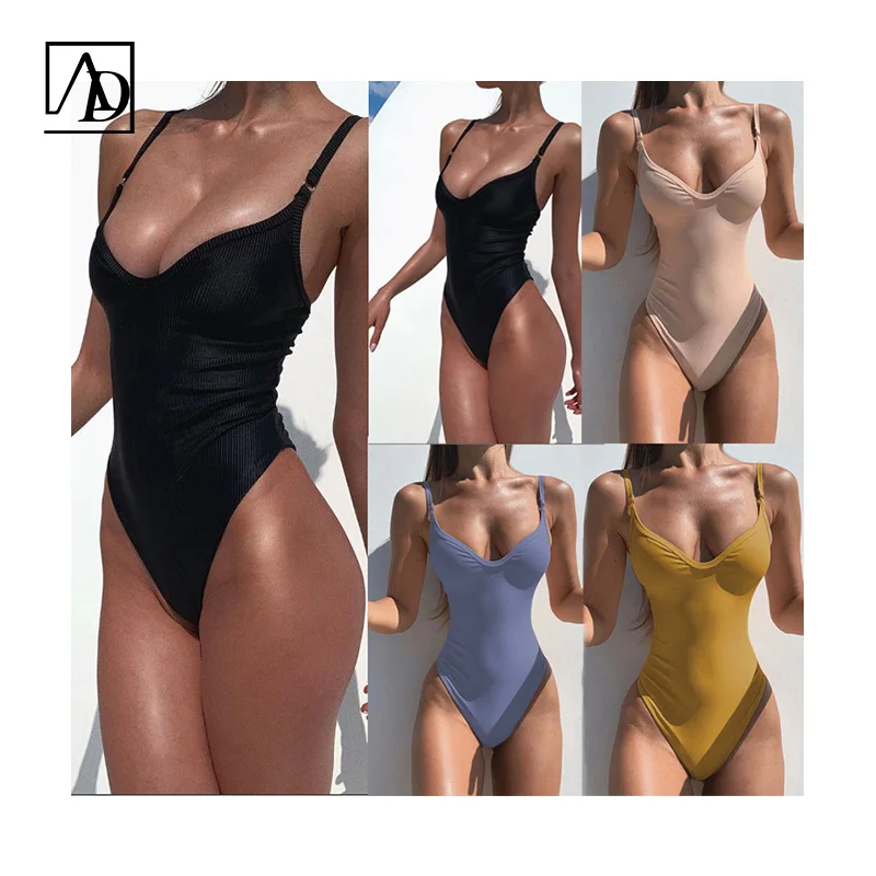 Aide Custom New Solid Sexy Retro Conservatism One Piece Bikini Bandeau Swimsuit Women Vintage Swimwear Monokini