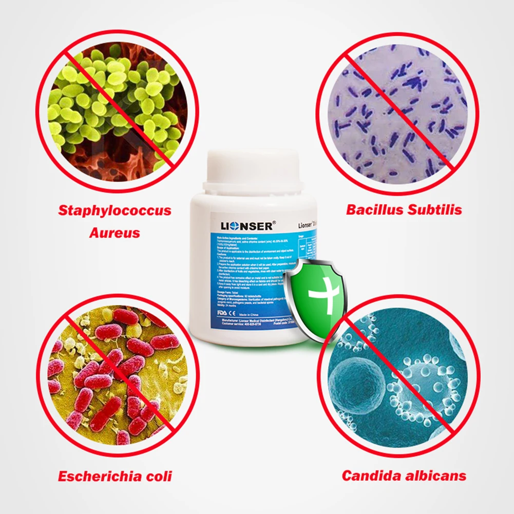 Lionser Chlorine Tablets Granular Powder Trichloroisocyanuric acid Chlorine Releasing Disinfectant Tablets