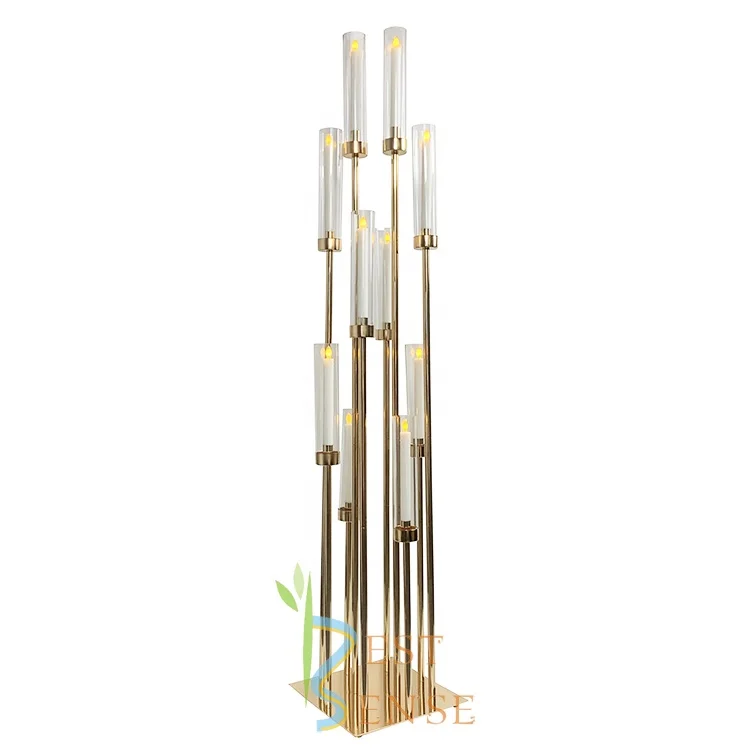 10 Arms gold candelabra centerpieces for wedding table