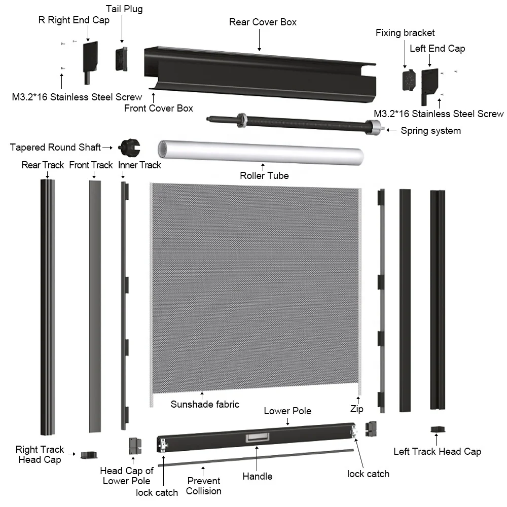 QINGYING external automatic outdoor cordless outdoor roller blinds