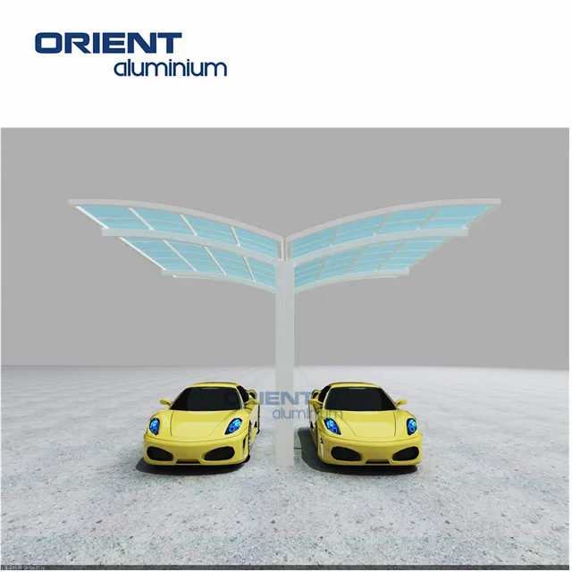 Outdoor waterproof arched roof modern designs aluminium double metal carport frame parts garages canopies carports