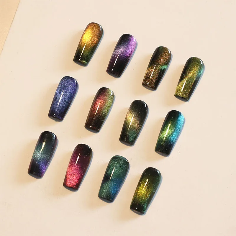 2023 spring summer new  product dynamic broken diamond  9D  cat eyes gel nail with holographic effect