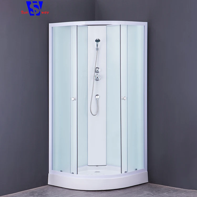 70x70cm China supplier white steam shower cabin cheap plastic tray frosted glass