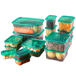 Sealed fresh-keeping 17 Piece Set Kitchen fruit plastic microwave convenience storage boxes