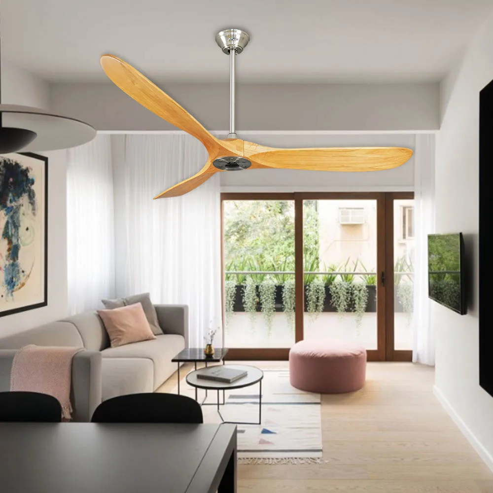  1stshine high quality 30w natural wood blades 60 inch led wooden ceiling fan with