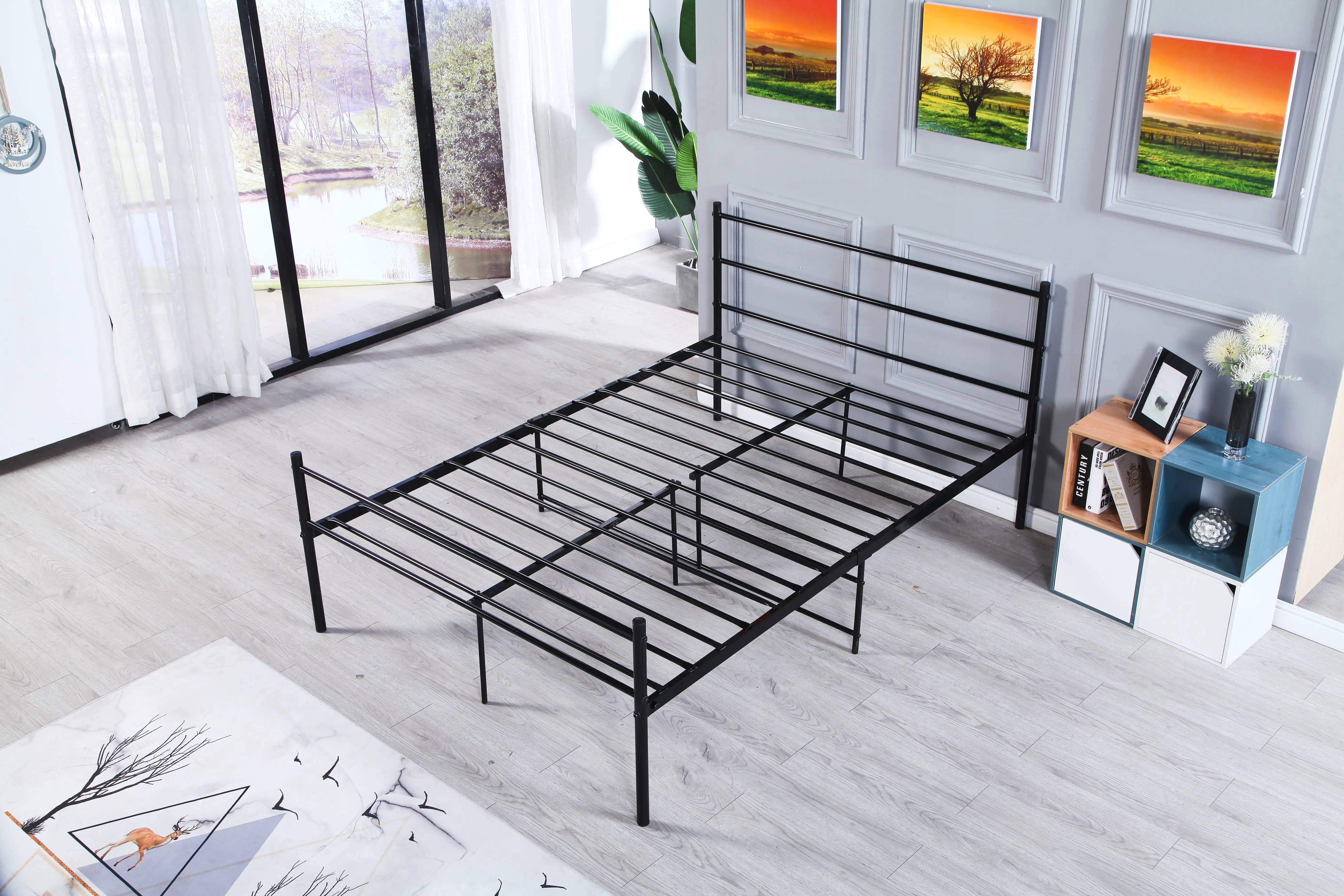 Modern Single Home Bedroom Furniture Metal Steel Bed Hostel Dormitory Bed for Sale Twin Durable
