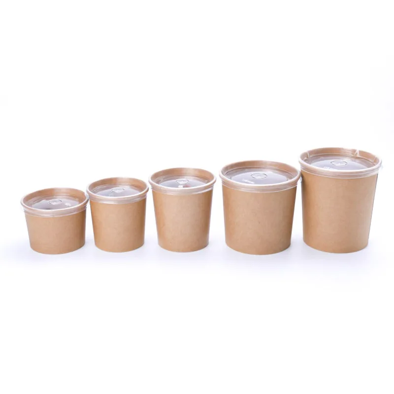 biodegradable takeaway lunch box kraft paper food packaging container bowl soup cup tray with lid on sale
