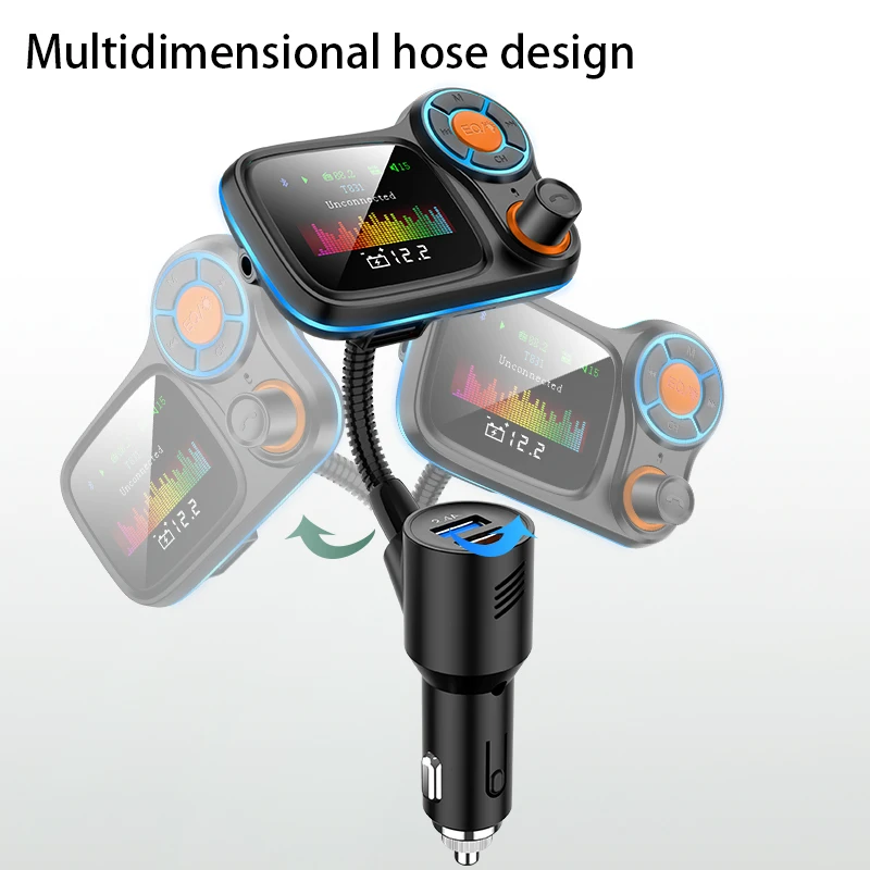 
Large Colorful Screen Qc3.0 T831 Usb Charger Wireless Car Kit Mp3 Player With Bt5.0 Audio Adapter Fm Transmitter 
