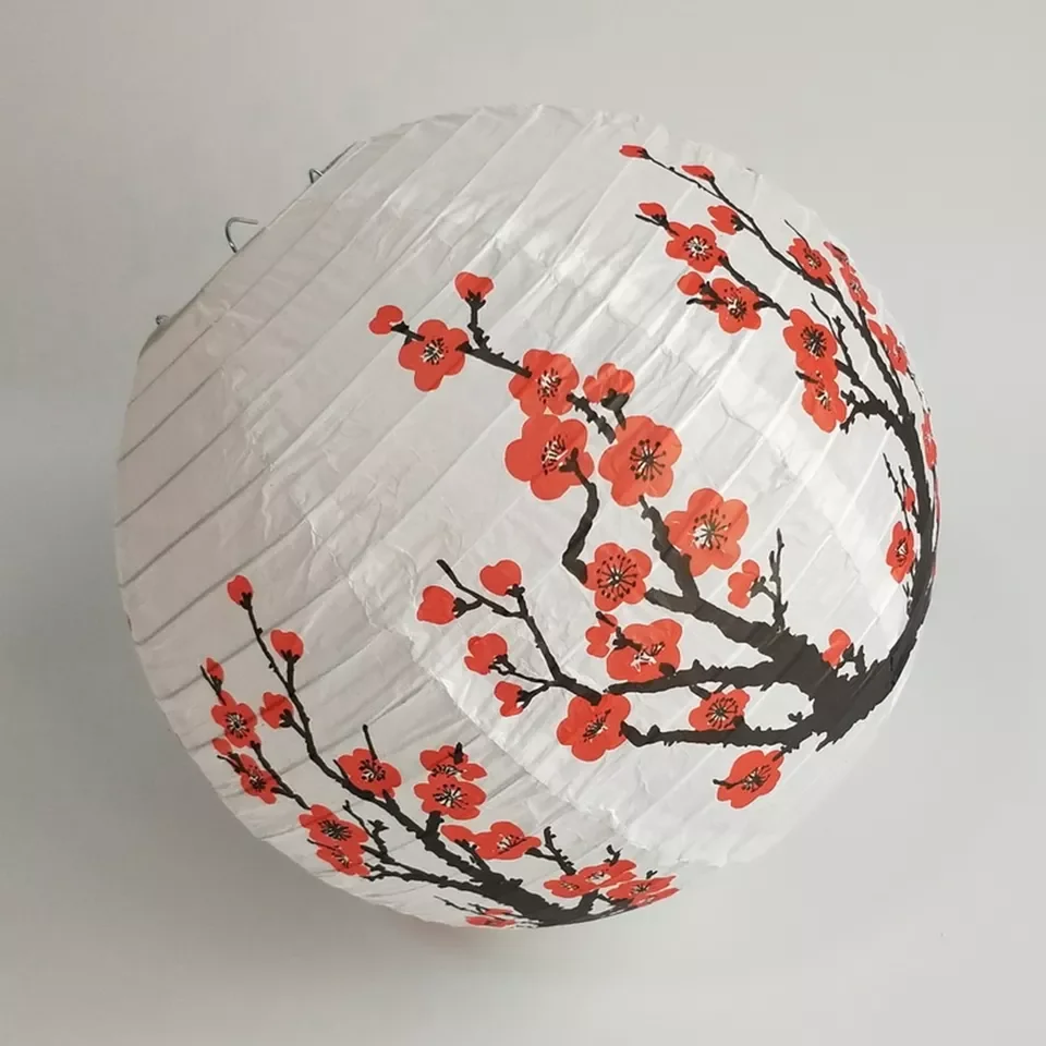 RUI YI LUCKY Cherry bloss Paper Lamp Chinese Japanese Festival Paper Lamp Flower Ball Wedding Decoration Red Sakura Paper Lanter
