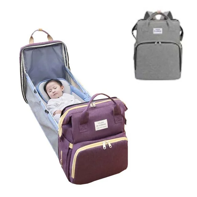 Multifunctional Portable Large Mom Diaper Bag Folding Baby Travel Large Backpack Baby Bed Diaper Changing Table Pads For Outdoor