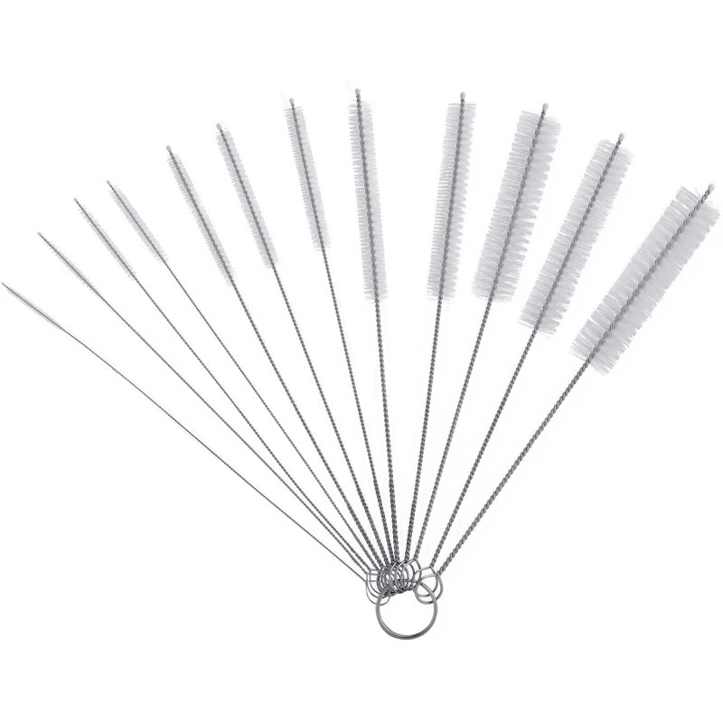 304 Stainless Steel & Nylon Straw Cleaning Brush Wholesale-Baby-Friendly Bottle Washer Brush set 13 IN 1