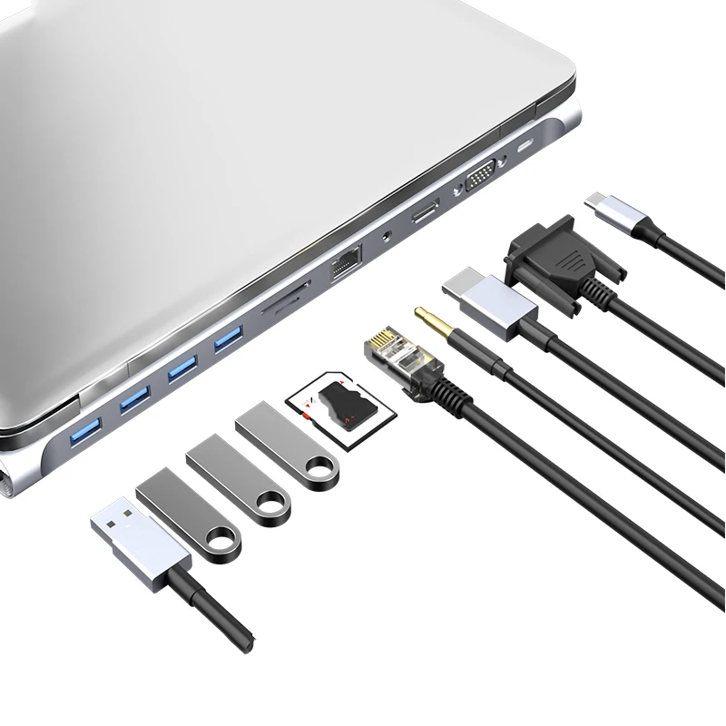 11 in 1 usb c hub with gigabit ethernet usb extension hub usb charging hub