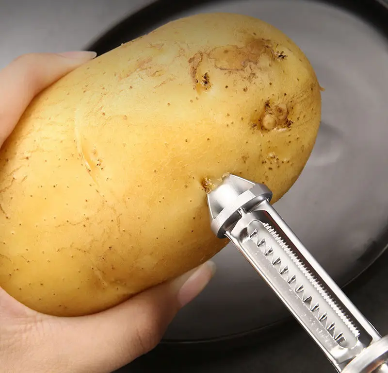 Zinc Alloy Vegetable Scraper Tomato Potato Peelers With Potato Eye Remover Non Slip Serrated Peeler