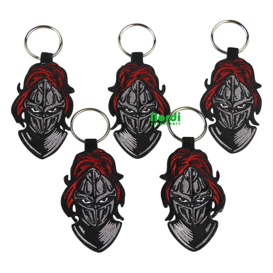 Cheap Custom Embroidery Key Tag Personalized Fabric Flight Airplane Woven Keychains