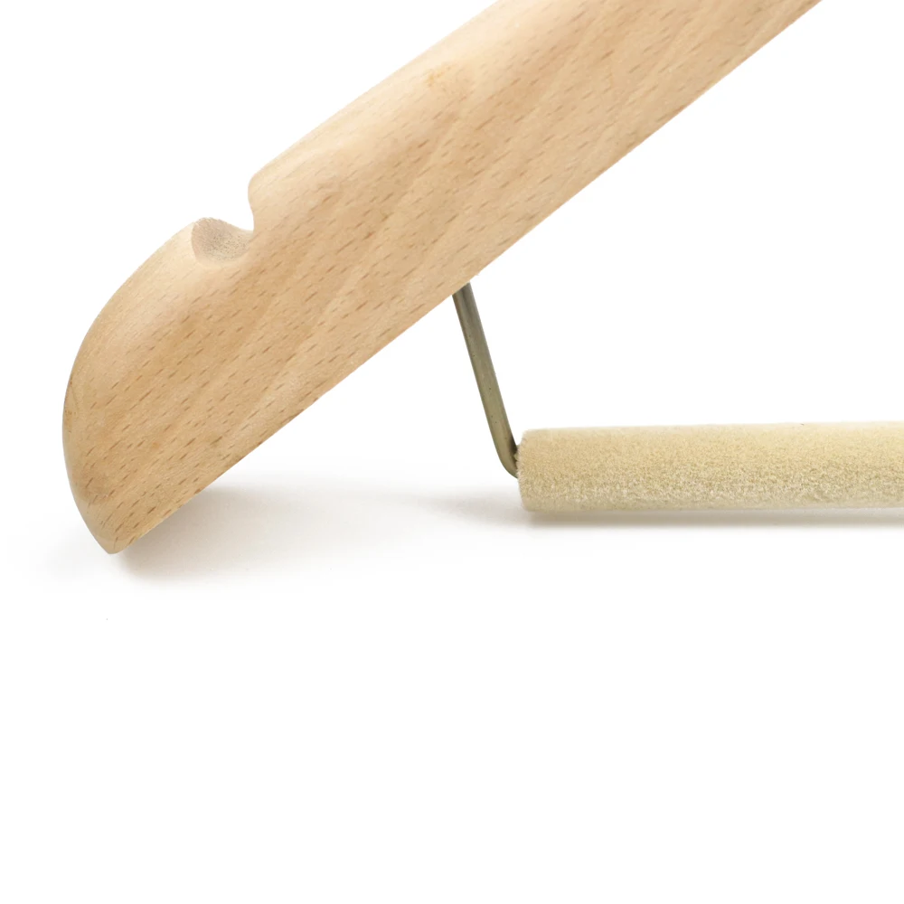 Factory Supply Top Grade Quality Luxury Wooden Coat Hangers With Velvet Bar And Copper Hook