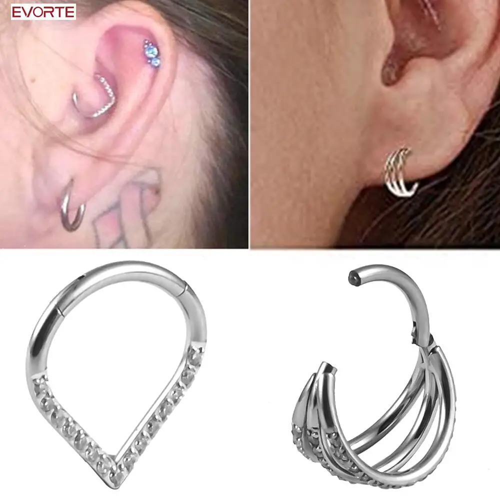 G23 Titanium Ear Weights Ear Gauges Piercing Tunnels  Zircon Nose Rings Popular Body Jewelry hight Segment Rings
