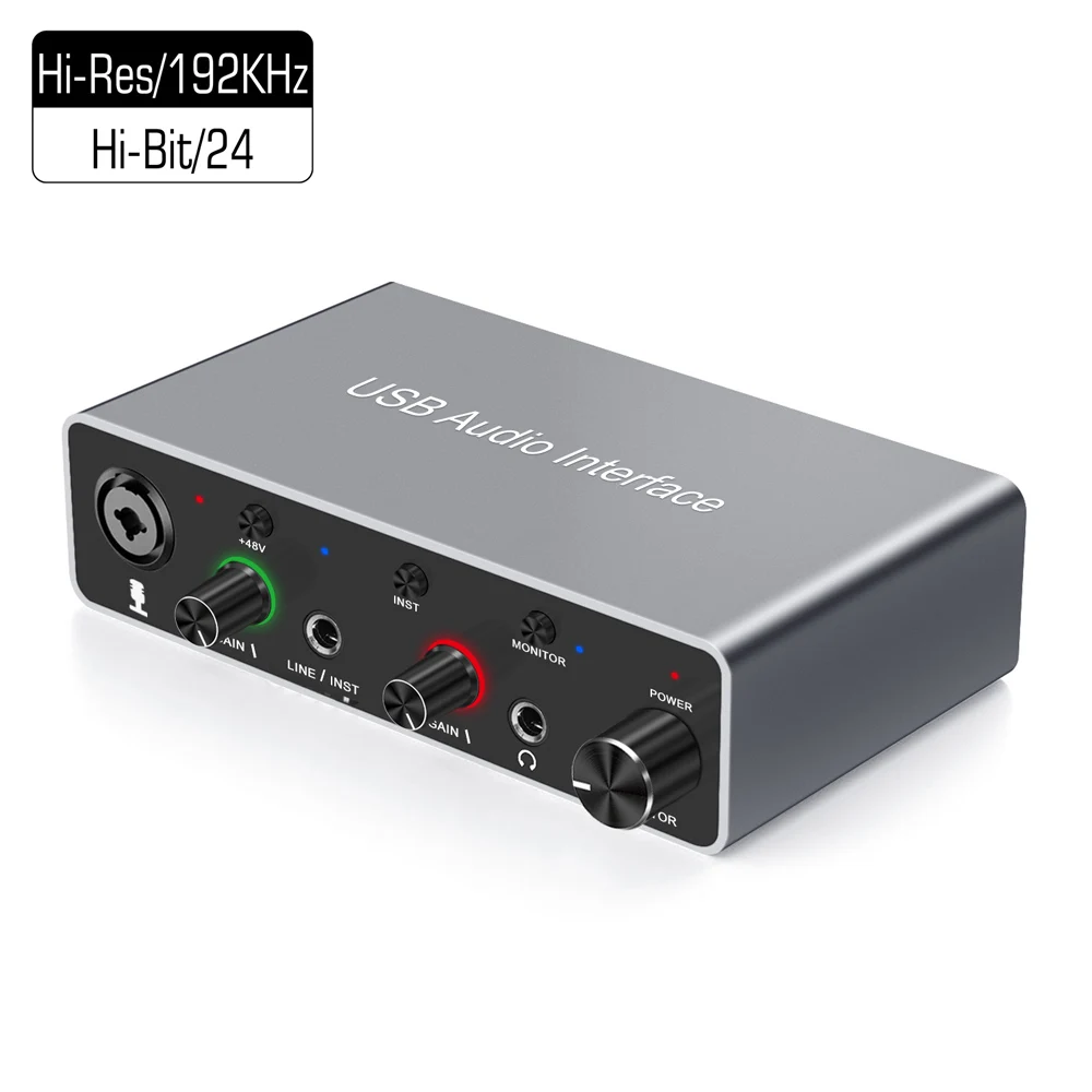 Звуковая карта, USB аудио интерфейс, интерфейсы solo XLR, звукозаписывающее оборудование для студии для проведения трансляций 192 кГц/24 бит, запись музыки
