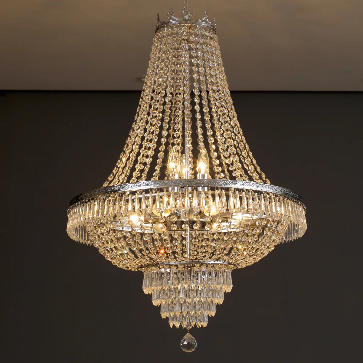 French Empire Crystal Chandelier Lighting Adjustable Hanging Light  for Dining Living Room Foyer