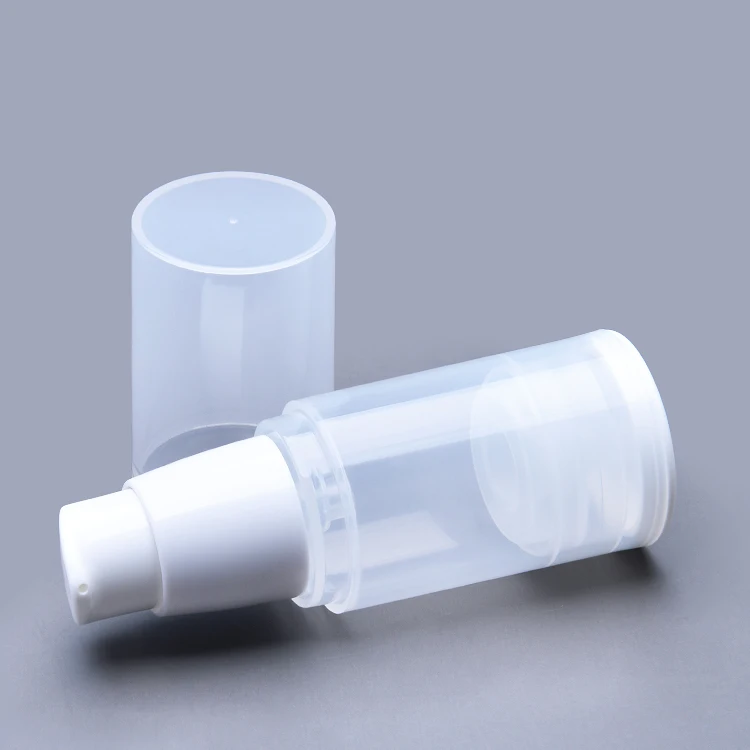 empty 15ml airless twist refillable transparent airless pump skincare bottle