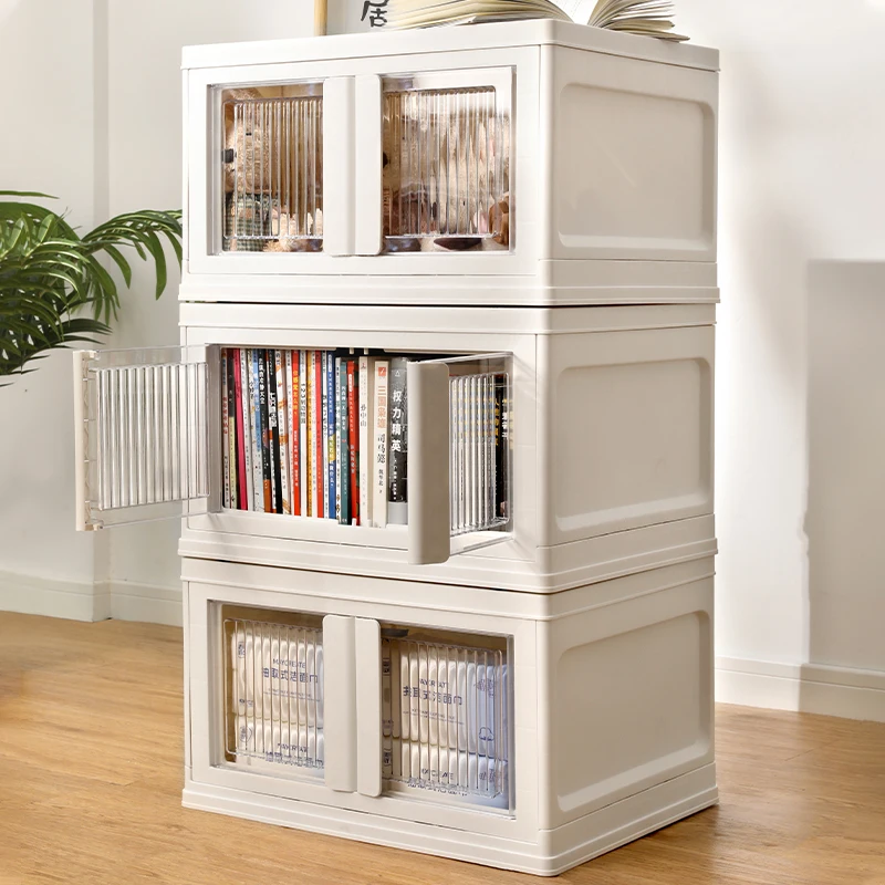 Chenyi Transparent Visual Panel Design Bed Linen Daily Necessities Storage Bins Library Book and stationery Foldable Storage Box