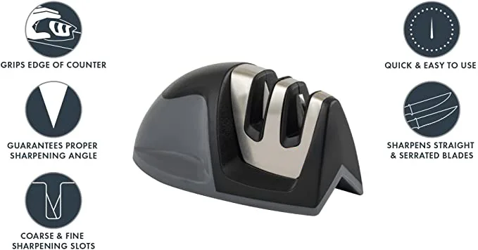 Kitchen tool kitchen knife sharpener durable manual sharpener KitchenIQ 50009 Edge Grip 2-Stage Knife Sharpener, Black