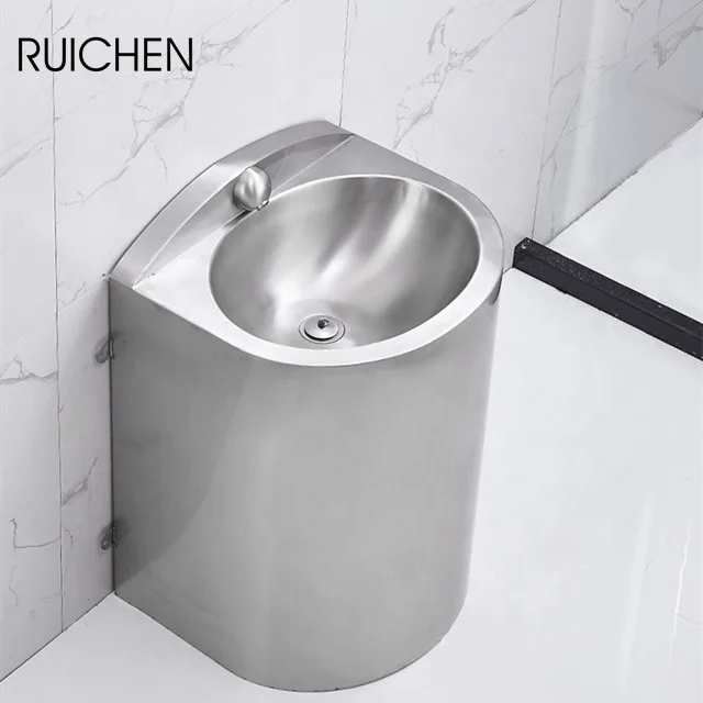 Wholesale cheap price floor standing stainless steel one-piece construction sink hand wash basin